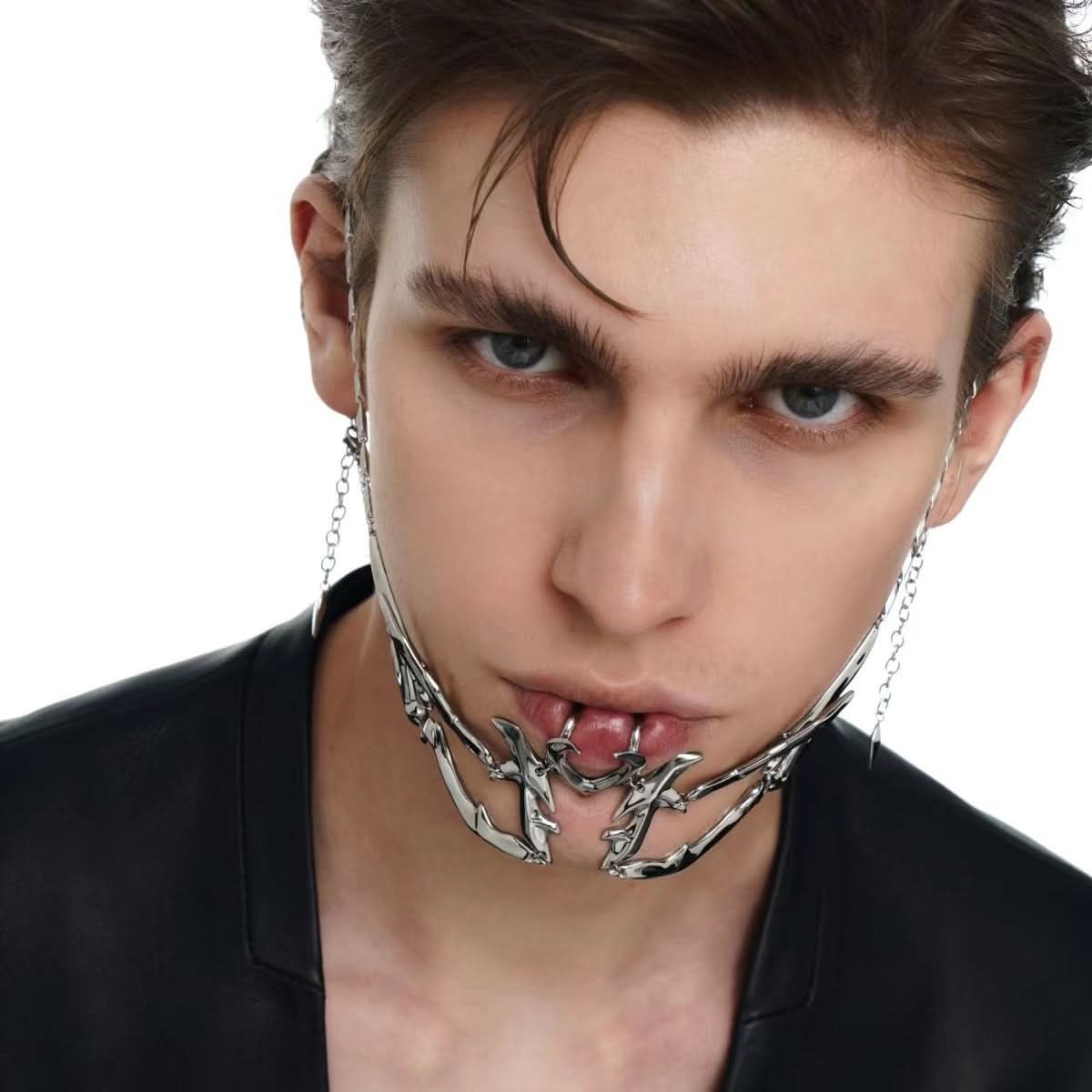 Silver Punk Face Accessory, Unisex Jewelry