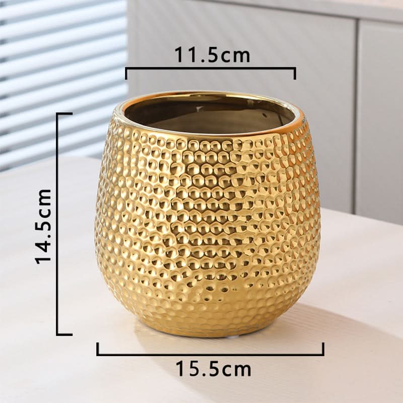 Elegant Golden Ceramic Phalaenopsis Orchid Pot