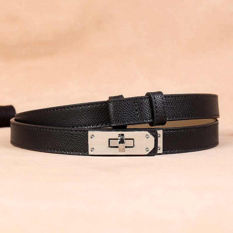 Women's Leather Waist Belt – Snap Button Fashion Dress Accessory