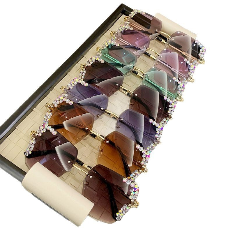 Women’s Square Frame Sunglasses – Glitter Diamond UV400 Fashion Shades