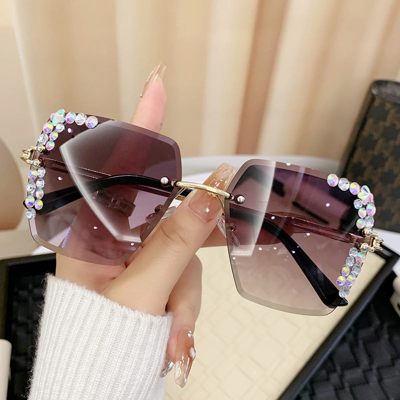 Women’s Square Frame Sunglasses – Glitter Diamond UV400 Fashion Shades