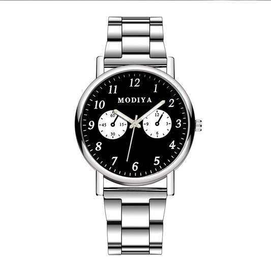 Men’s Casual Quartz Watch with Double Sub-Dials – Stainless Steel Strap