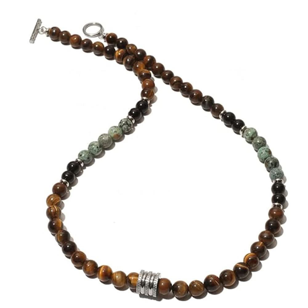 Unisex 6mm Yellow Tiger Eye Beaded Necklace – Clavicle Chain