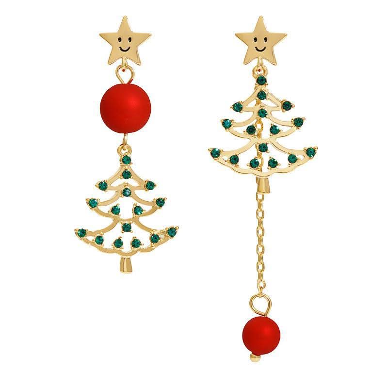 Christmas Tree Pearl Star Earrings for Women