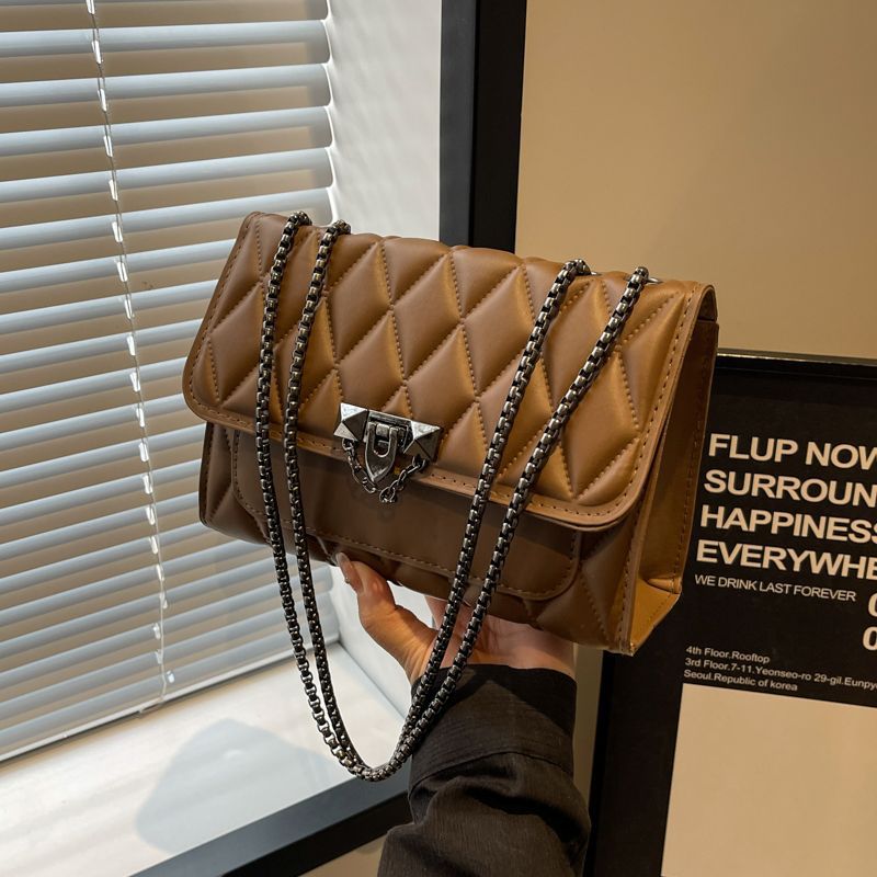 Mini Quilted Chain Shoulder Bag – PU Leather Small Square Messenger Purse for Women