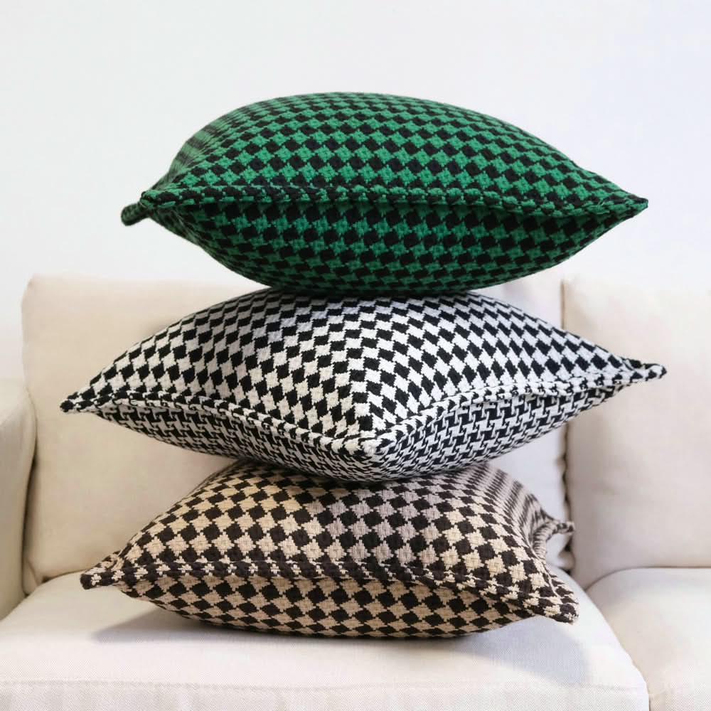 Retro Plaid Knitted Pillow Cover – Luxurious High-End Cushion