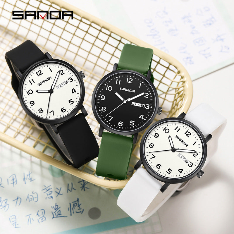 Sanda Waterproof Quartz Watch – Korean Style Silicone Sports Watch for Students