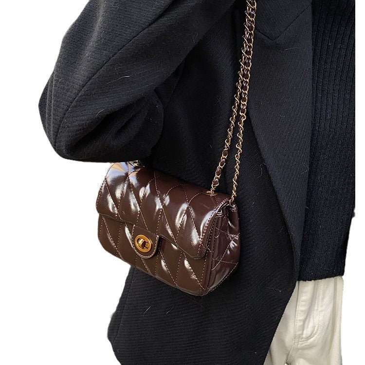 Trendy Chain Shoulder Bag for Women – Small PU Crossbody with Cover Flap
