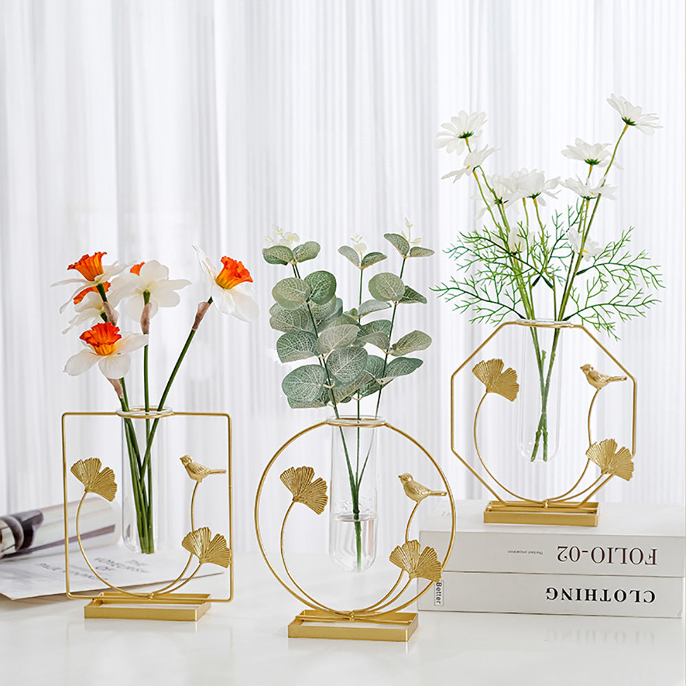 Gold Bird Flower Vase – European-Style Decorative Vase (Artificial Flowers not included)
