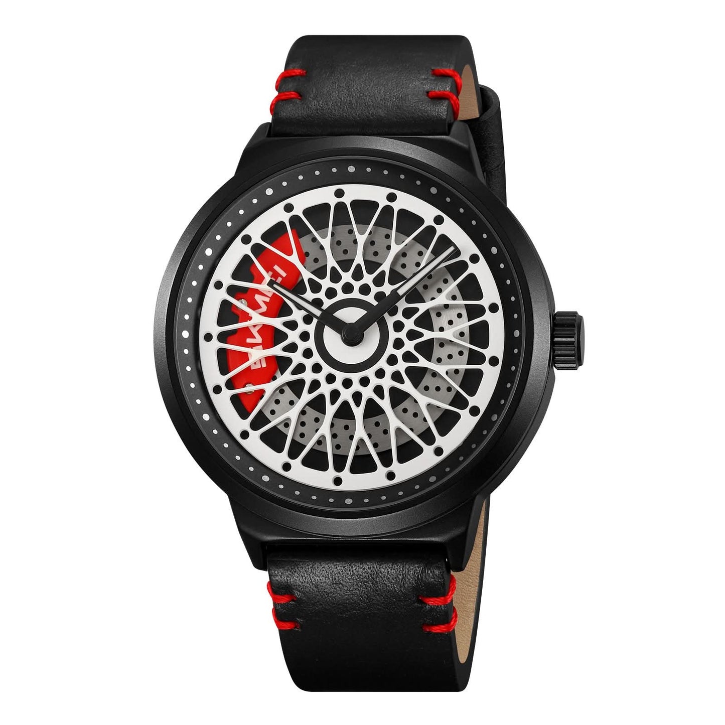 Men’s Waterproof Quartz Watch – Hollow Rotating Dial, Steel or Leather Strap