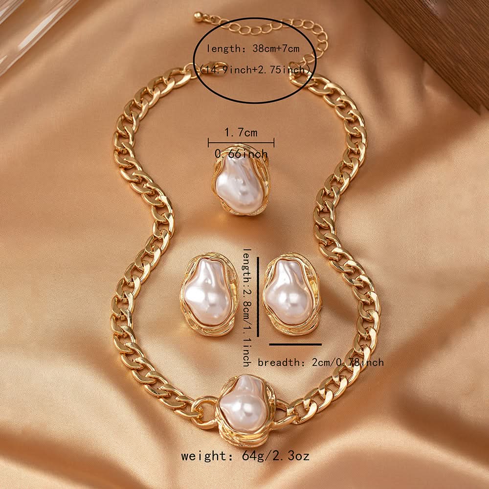 Luxury Pearl Necklace & Earrings Set