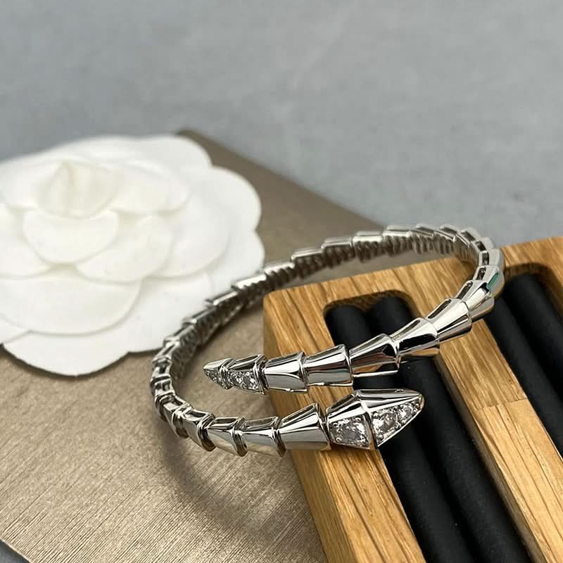 Snake Cuff Bracelet with Full Diamond Accents