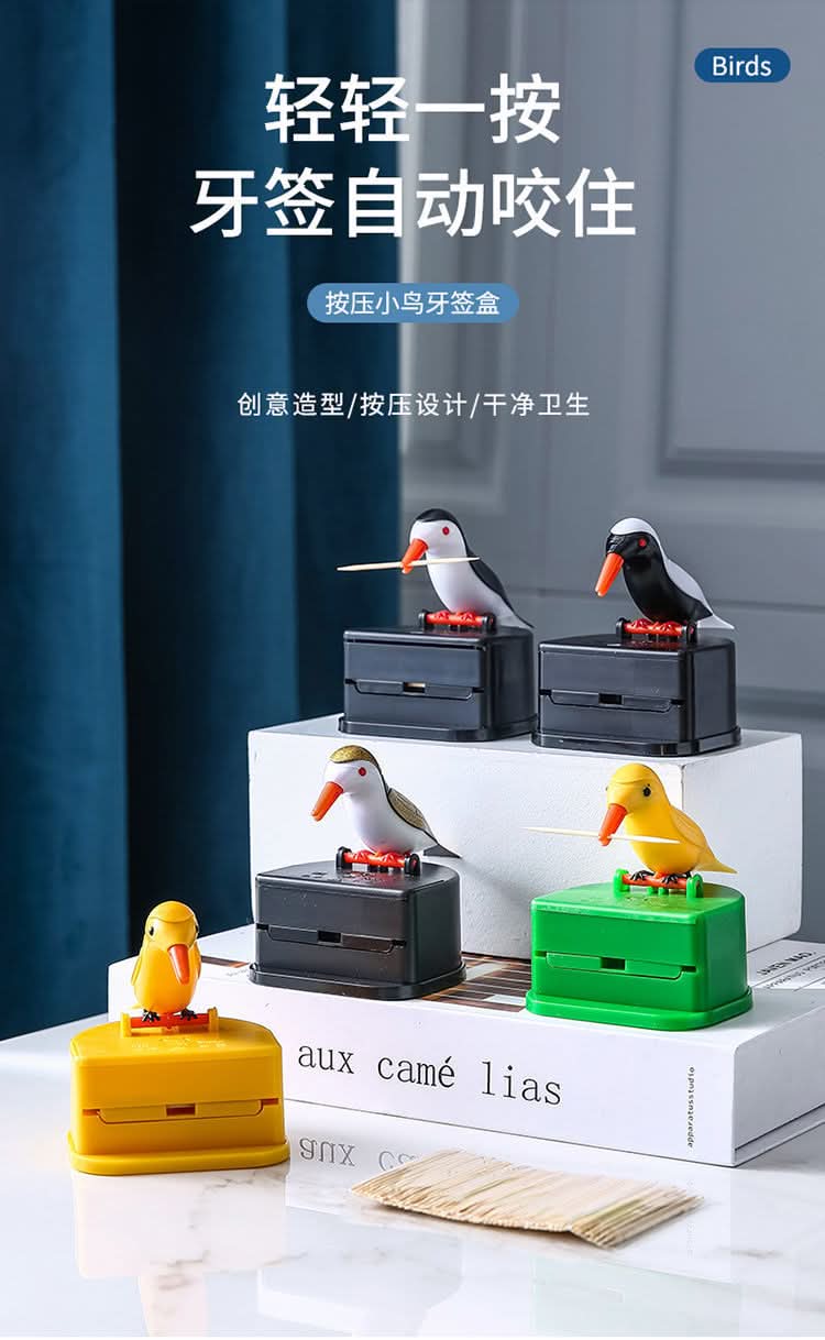 Automatic Bird Toothpick Holder – Push-Type Dispenser