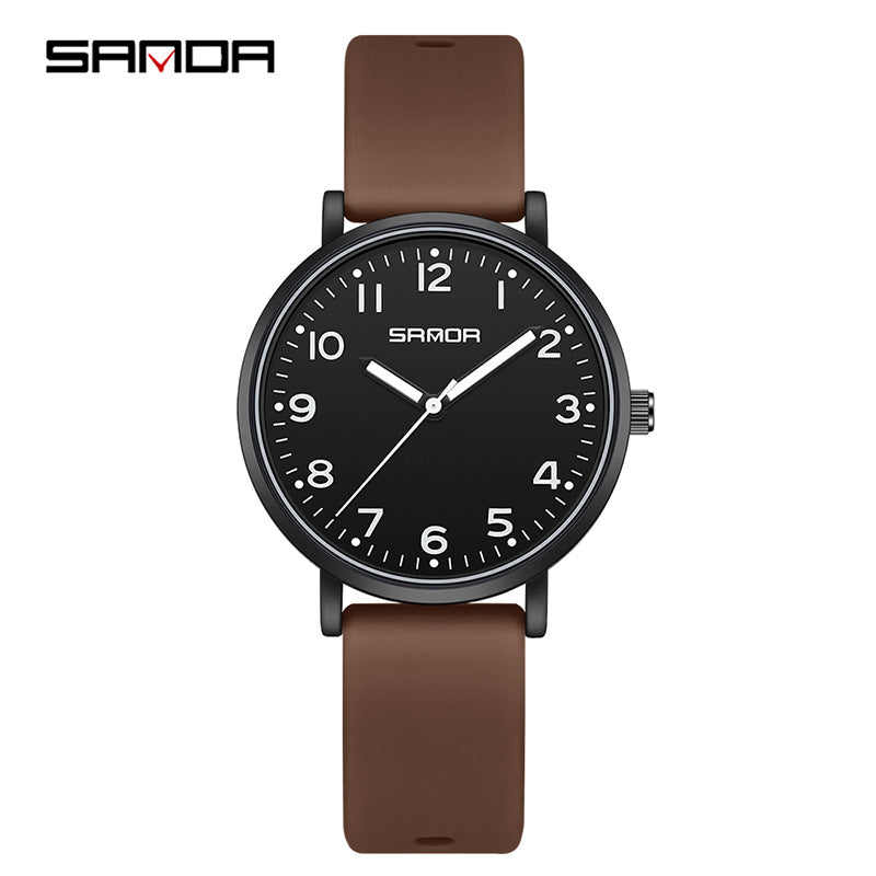 Sanda Luminous Quartz Watch – Waterproof Fashion Student Wristwatch