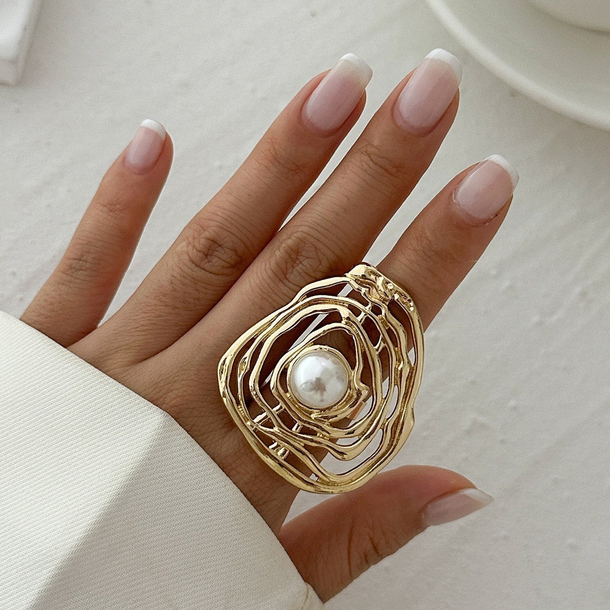 Irregular Flower Ring Set – 4-Piece Gold Alloy Women’s Rings, Trendy Statement Jewelry