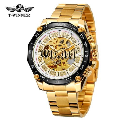 T-Winner Luxury Skeleton Automatic Mechanical Watch for Men – Fashionable Timepiece