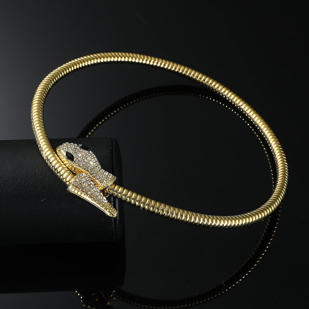 Rhinestone Snake Choker Necklace – Punk Statement Jewelry for Women