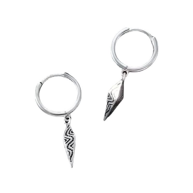 Men’s Retro Textured Cone Pendant Earrings – Hip-Hop Style