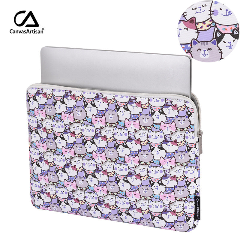 Cartoon Cat Laptop Sleeve – Shock-Resistant Case for 11–15" HP & More