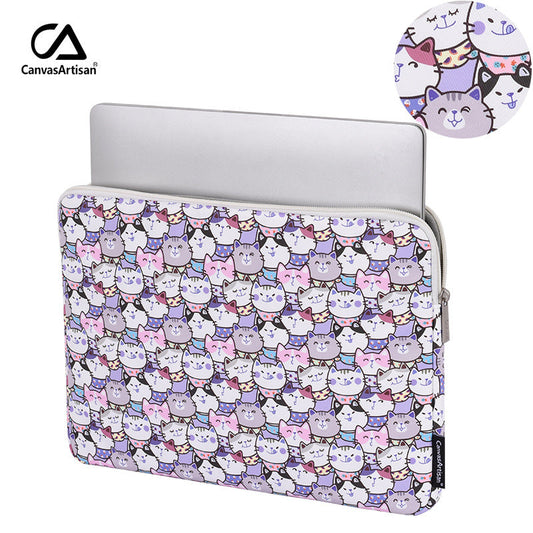 Cartoon Cat Laptop Sleeve – Shock-Resistant Case for 11–15" HP & More