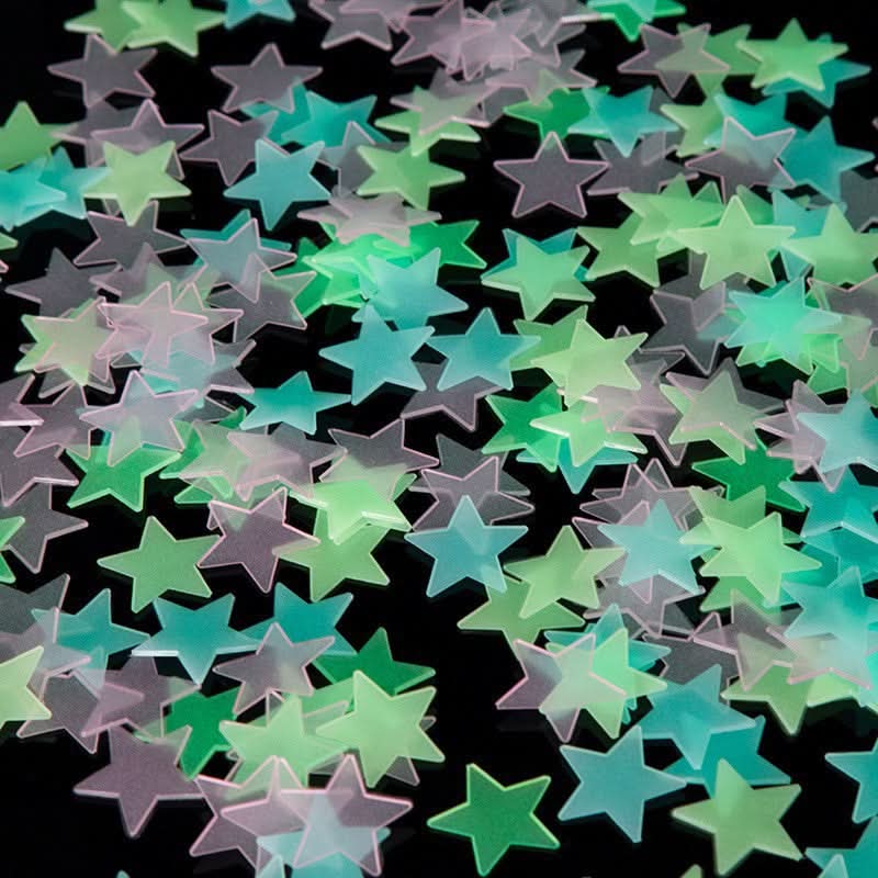 Pack of 50 3D Luminous Star Stickers, Fluorescent Wall Décor