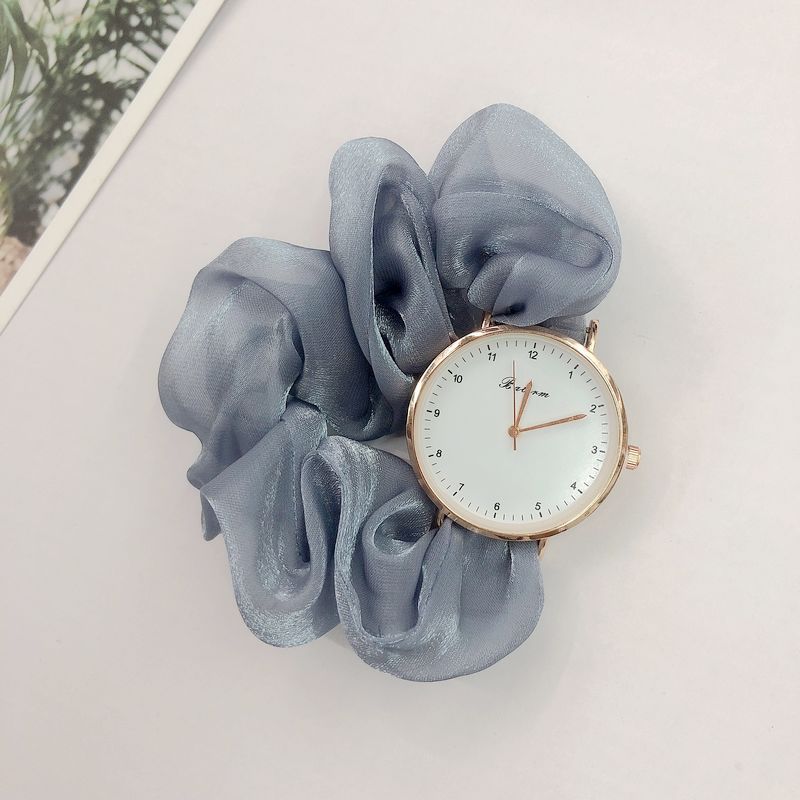 Girls’ Korean Scrunchy Strap Quartz Watch – Fashion Digital Dial