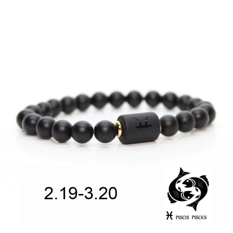 12 Constellations Black Agate Bracelet – Unisex Zodiac Bracelet
