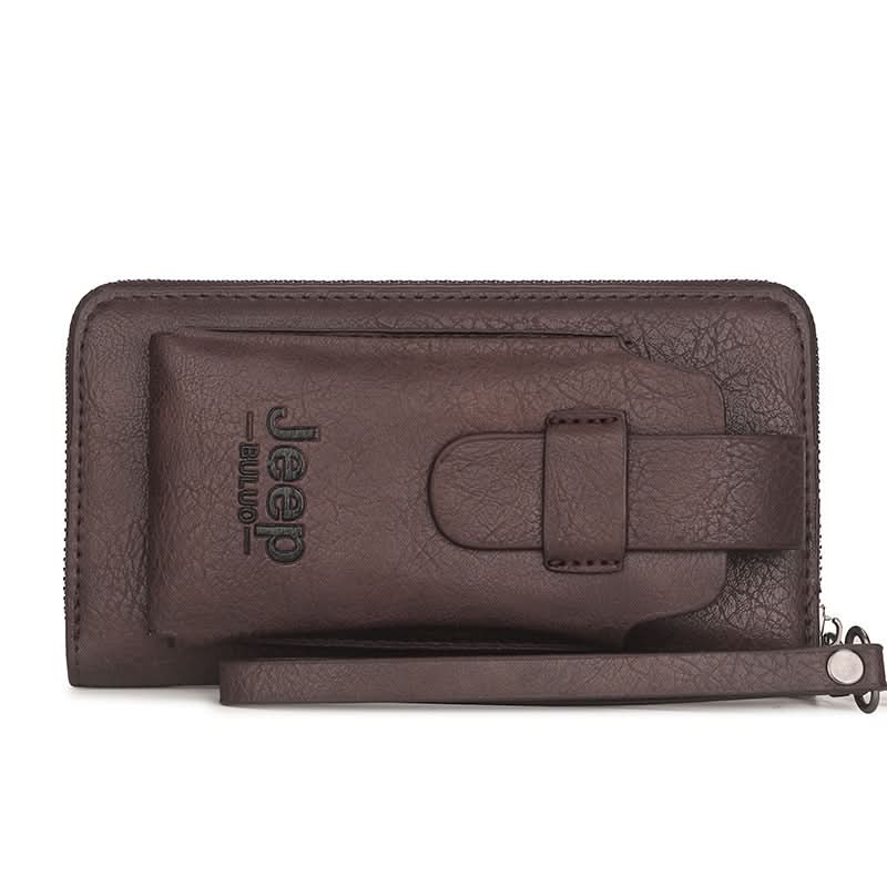 Men's PU Leather Wallet Clutch – Phone Bag with Zipper Closure
