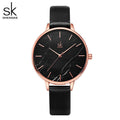 SK Women’s Quartz Watch – Marble Pattern Dial, Thin Strap, 30M Waterproof