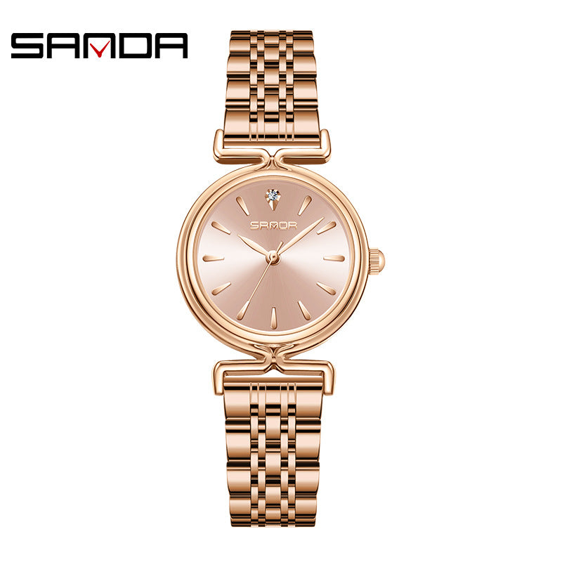 Sanda Women’s Retro Stainless Steel Quartz Watch – 30M Waterproof Casual Analog Watch