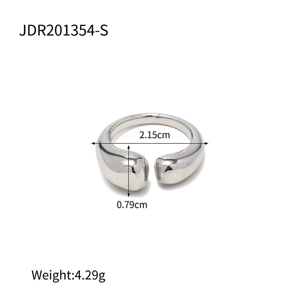 Adjustable Minimalist Stainless Steel Open Band Ring – Polished Gold & Silver Jewelry