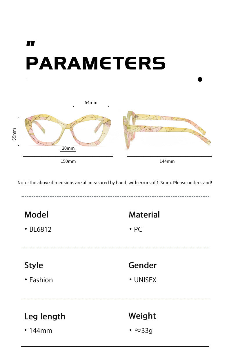 Asymmetrical Marble Pattern Blue Light Glasses Frame – Trendy Unisex Eyewear