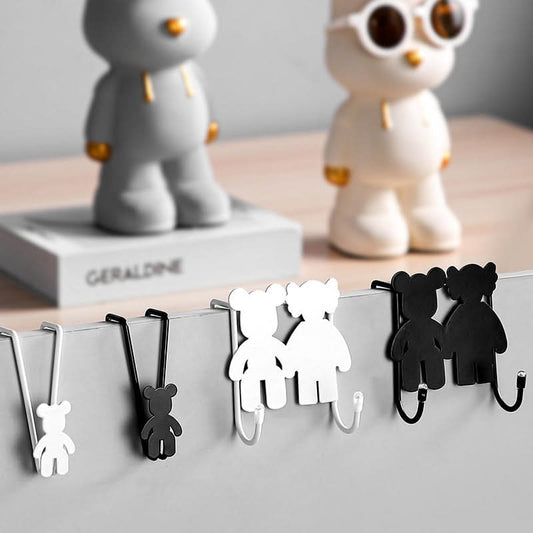 Pack of 2 Bear Cabinet Door Hooks – Wall & Door Mount (3kg Capacity)