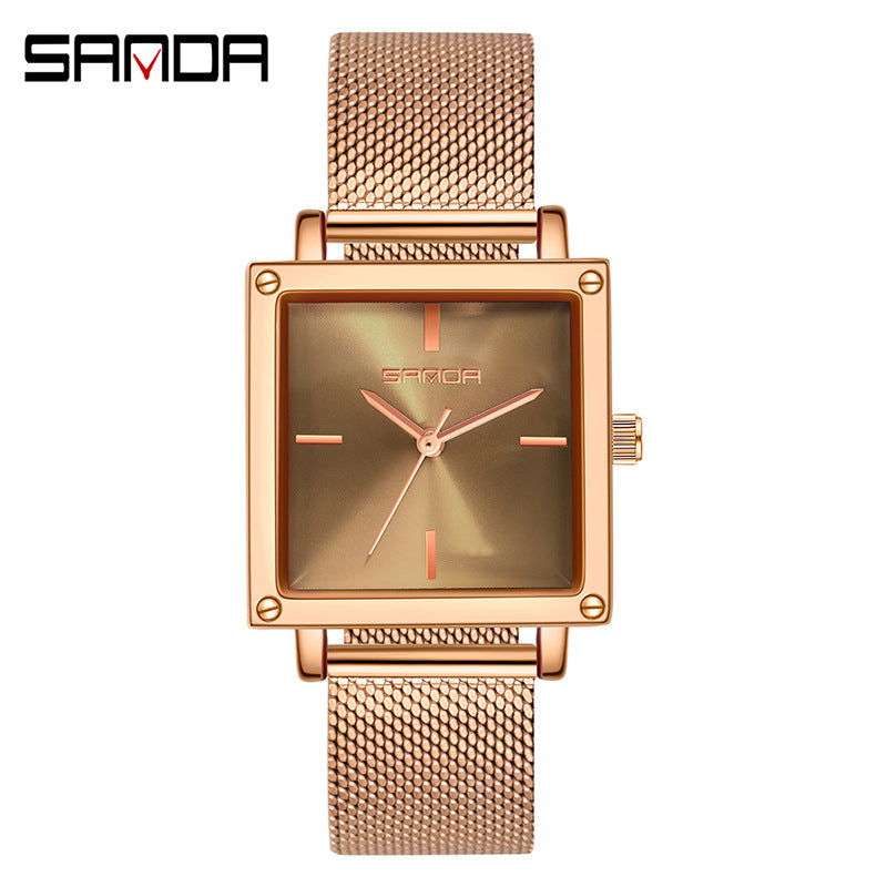 Sanda Women’s Mesh Quartz Watch – Waterproof Small Dial Casual Fashion Watch