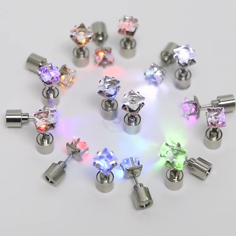 Unisex LED Light-Up Crown Earrings – Colorful Alloy Glow Jewelry for Parties & Concerts