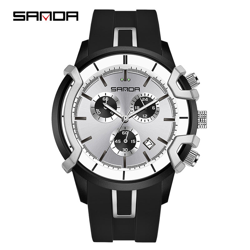 Sanda Men’s Silicone Quartz Watch – 50M Waterproof Casual Analog Watch