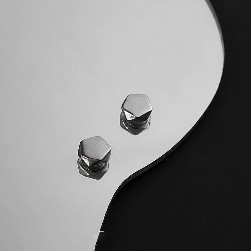 Men’s Hexagonal Magnetic Ear Clip – Non-Piercing Geometric Earrings