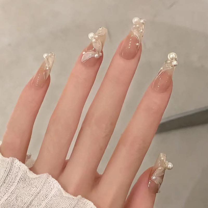 Diamond Style Finished False Nails – White Ice Transparent