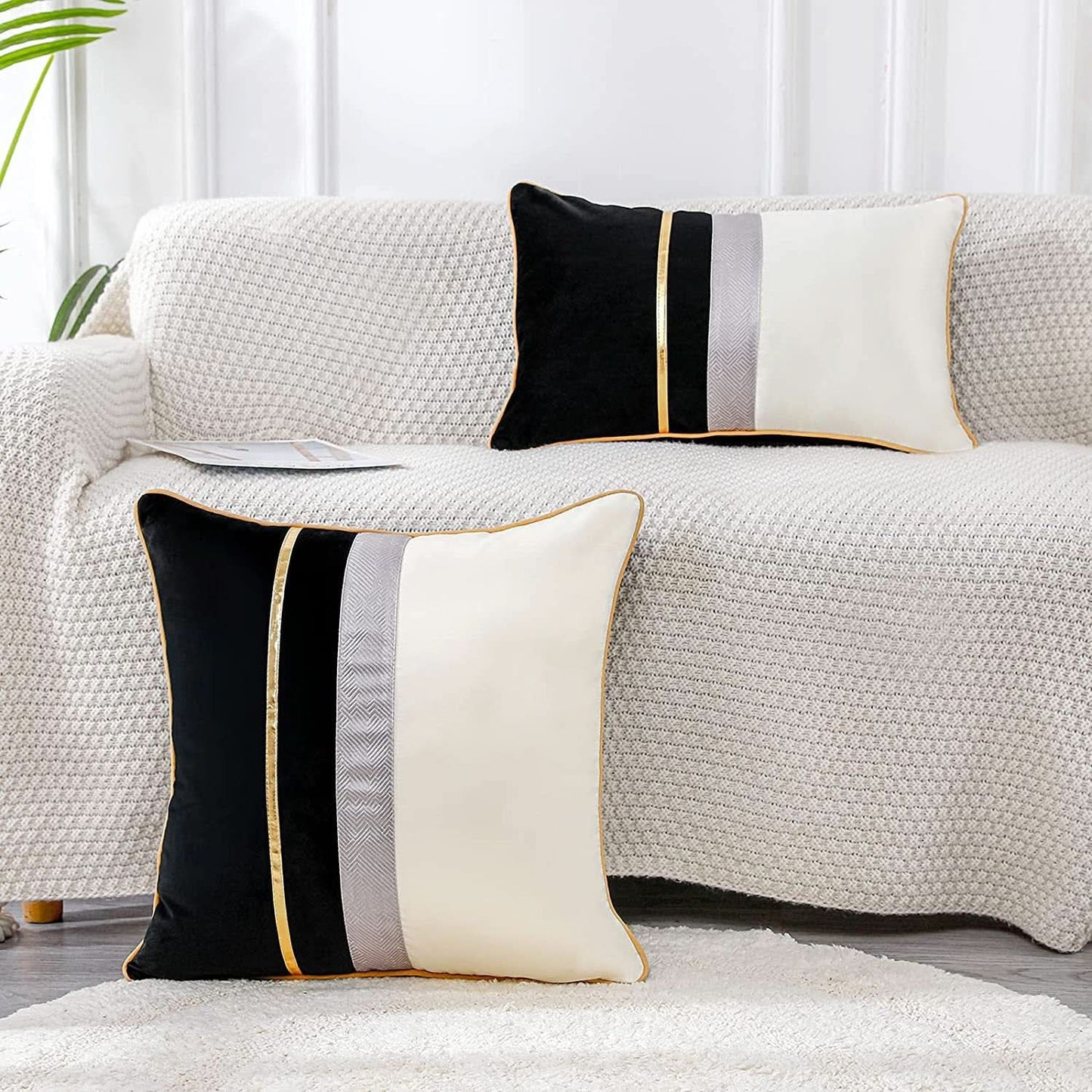 Spliced Solid Color Square & Rectangular Pillow