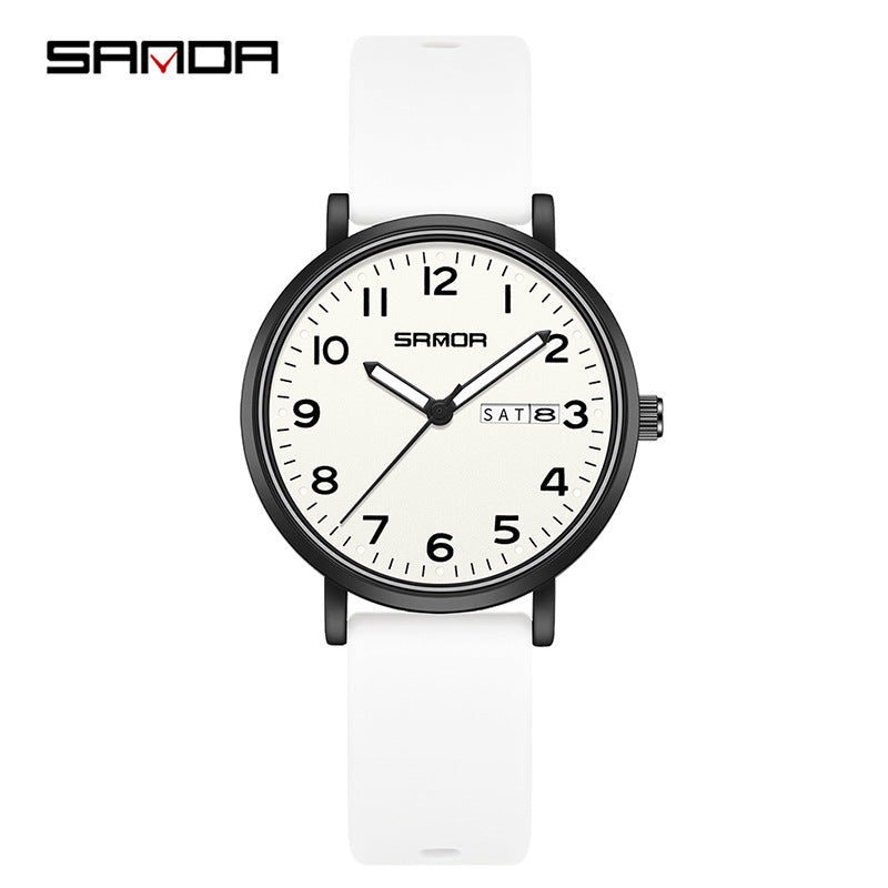 Sanda Waterproof Quartz Watch – Korean Style Silicone Sports Watch for Students
