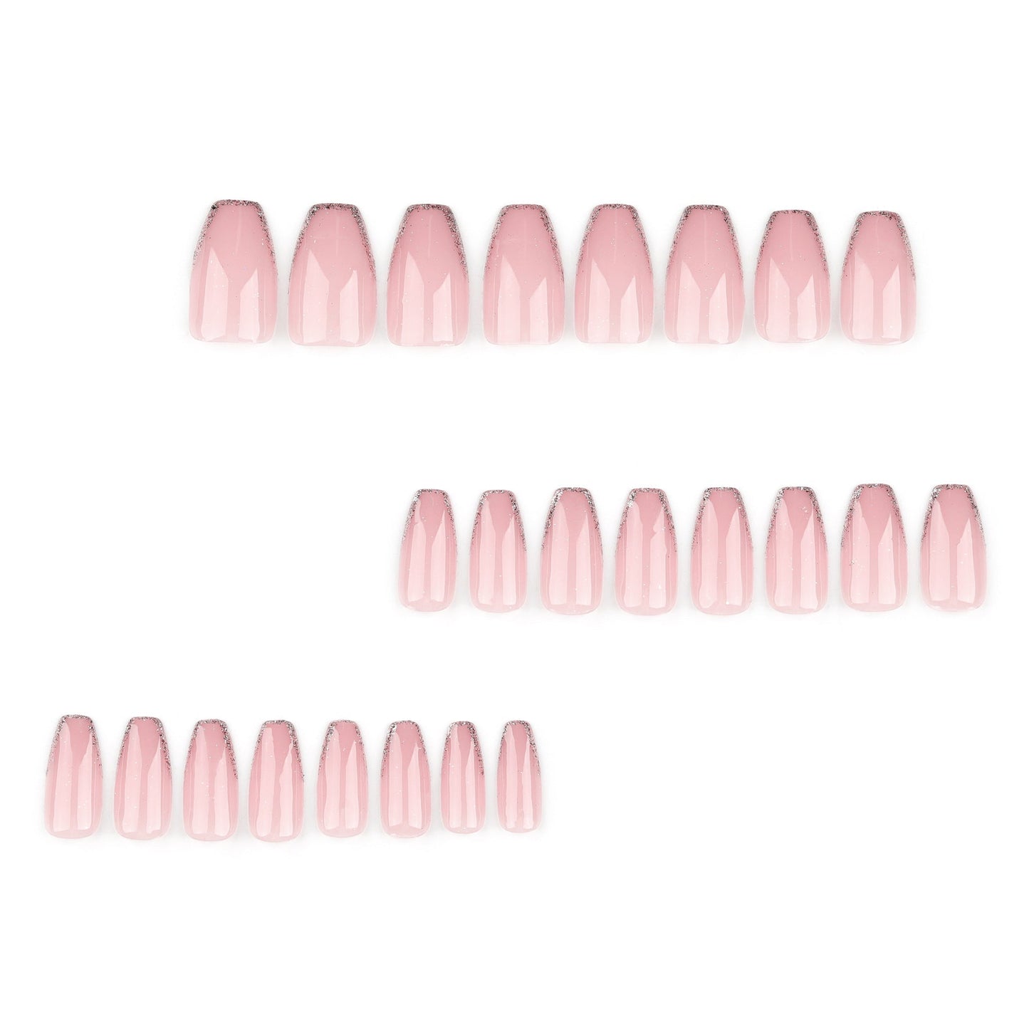 Nude Glitter Tip Press-On Nails – Short Square Minimalist Glue-On Set