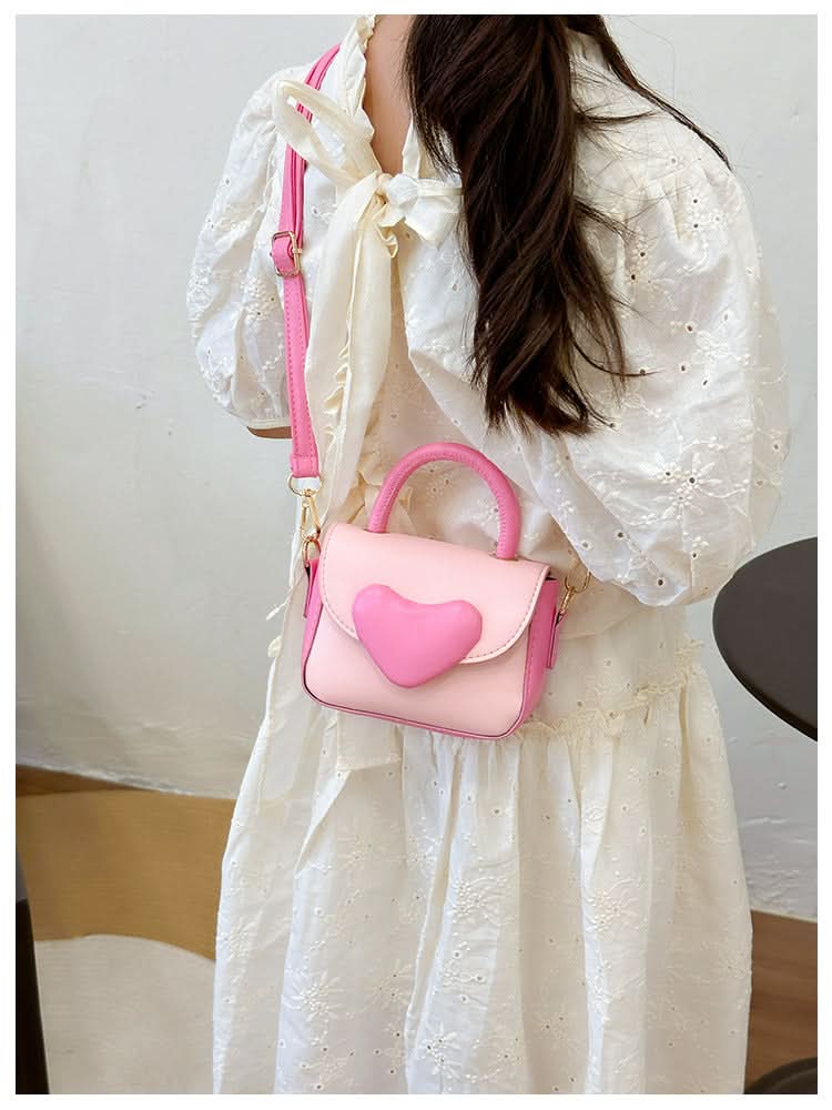 Women's PU Shoulder Bag with Heart Design