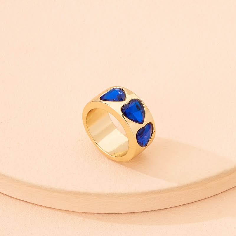 Heart-Shaped Minimalist Blue Alloy Ring