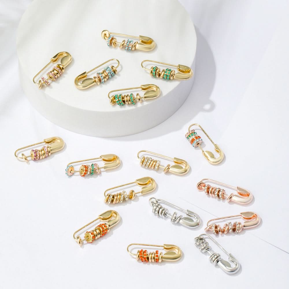 Safety Pin Earrings with Sparkling Stones