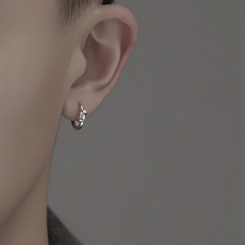 Men’s Twin Knot Hoop Earrings – Trendy Geometric Fashion Jewelry