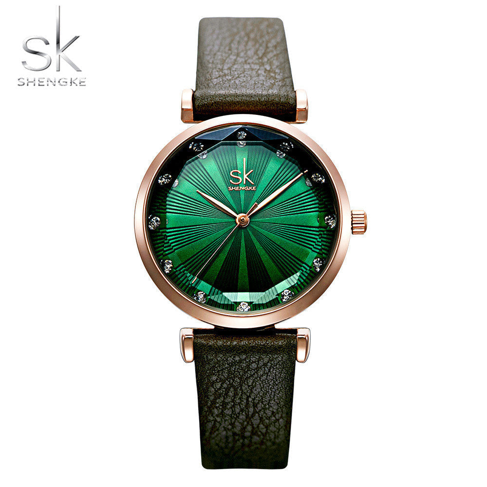 SK Women’s Quartz Watch with Diamond Dial – Waterproof Fashion Timepiece 30mm