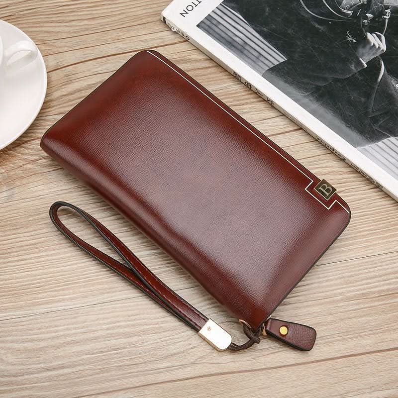 Men's PU Leather Business Clutch – Long Wallet with Single Pull