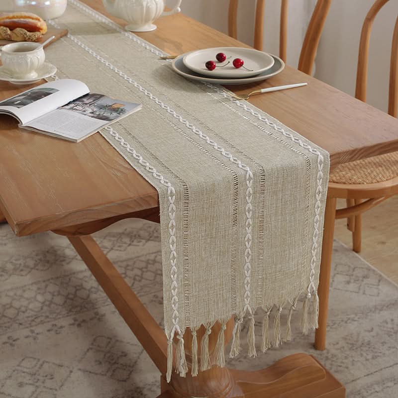 Table Flag Cotton & Linen Table Cloth – Handmade with Tassels