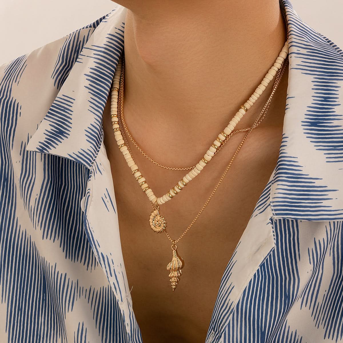 Men’s Beach Style Conch Necklace Set