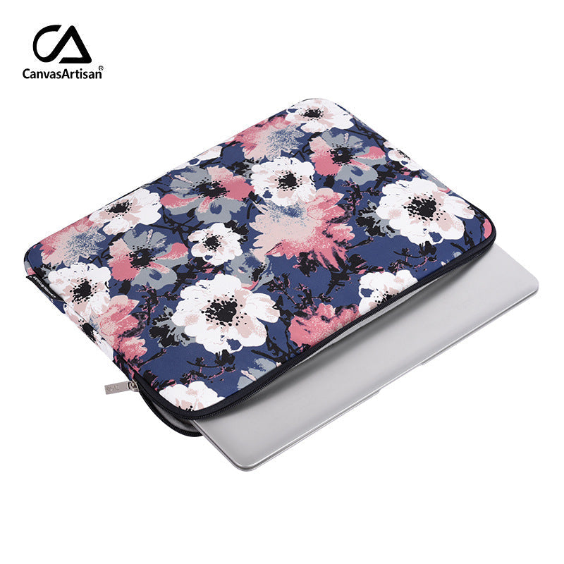 Midnight Bloom Floral Waterproof Laptop Sleeve – Shock-Resistant Computer Case